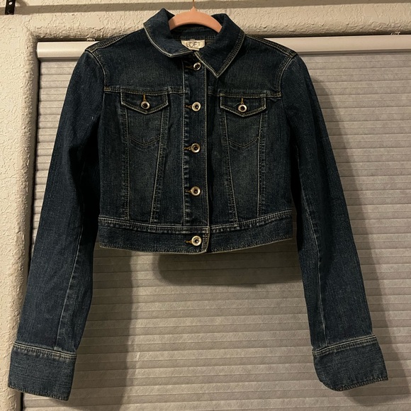 LOFT Jackets & Blazers - LOFT Dark cropped Blue Jean Jacket